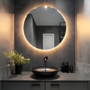 Espelho Redondo com Iluminação Led Branco Quente - 3000k - 70x70 Cm