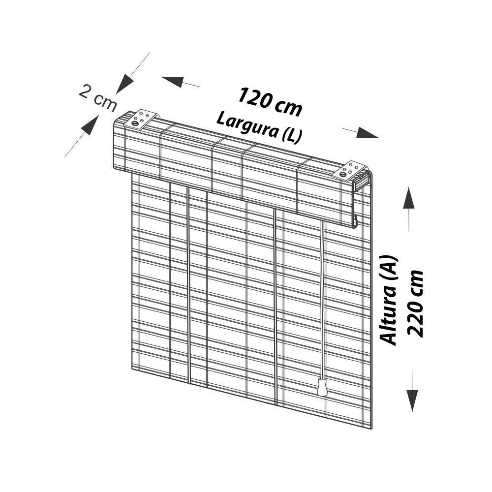 Persiana Bambu Romana Block Natural 120 (L) X 220 (A) cm Cortina Madeira C/ Bandô 1,20 x 2,20 - 6