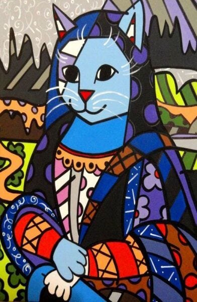 Romero Britto Mona Lisa Cat Quadro Parede - 3