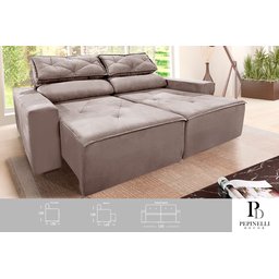 Sofá 2 Lugares Retrátil 1,50m com Molas – Estofado Slim e Confortável - 3