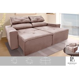 Sofá 2 Lugares Retrátil 1,50m com Molas – Estofado Slim e Confortável - 2