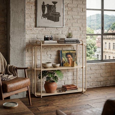 Aparador Estilo Industrial Estante Decorativa Moderna para Sala de Estar Orla