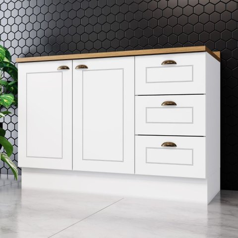 Balcão de Cozinha com Tampo Henn Americana 120cm 2 Portas Clássico