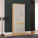 Ver imagem 1 de Cômoda 867 4 Gavetas com Guarda Roupa Solteiro Milão 3 Portas Damasco Off White - Poquema
