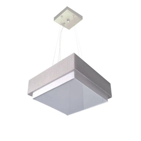 Lustre para Sala de Jantar Vivare Md-4402 Cúpula em Tecido 40x40cm Cor Rustico-cinza Bivolt