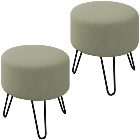 Kit 2 Puff Puf Para Sala Pes Metal Small Veludo SL 940 Peer