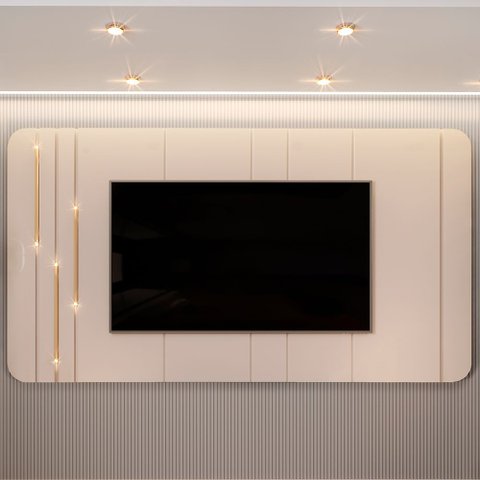 Painel para TV 75 pol com LED Orgânico Dion D05 Off White - Lyam Decor