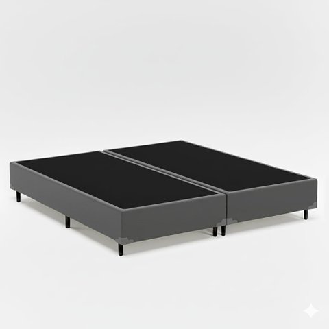 Cama Box Queen Bipartida 79 Diversas Cores (158x198x40):corino Cinza/queen