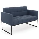 Ver imagem 1 de Sofá Namoradeira Base Industrial Preto Ana Suede Azul Marinho - Ibiza