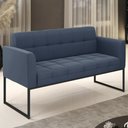 Ver imagem 2 de Sofá Namoradeira Base Industrial Preto Ana Suede Azul Marinho - Ibiza