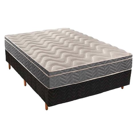Cama Box Casal: Colchão Espuma Paropas D45/EP Confort Mega Firme + Base CRC Fantasy Black(138x188)