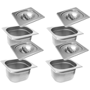 Ver imagem 2 de CONJ 5 CUBAS Gastronômicas Em INOX GN 1/6x100 mm 1,5 Litros + 5 TAMPAS 1/6 Em INOX Tradicional Origi