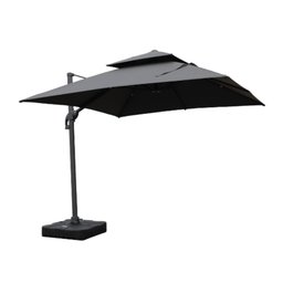 Ombrelone Lateral com Base 150 Lt Hdpe Tulum Rivatti 300 Cm (larg) Alumínio Capa Poliéster Grafite - 1