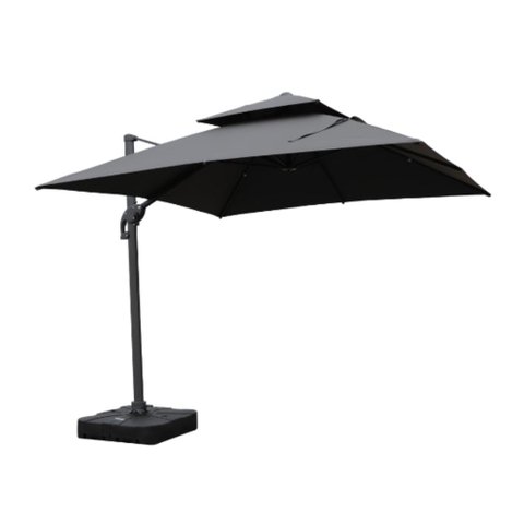 Ombrelone Lateral com Base 150 Lt Hdpe Tulum Rivatti 300 Cm (larg) Alumínio Capa Poliéster Grafite