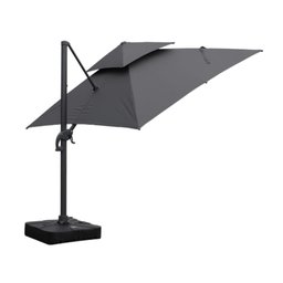 Ombrelone Lateral com Base 150 Lt Hdpe Tulum Rivatti 300 Cm (larg) Alumínio Capa Poliéster Grafite - 3