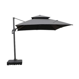 Ombrelone Lateral com Base 150 Lt Hdpe Tulum Rivatti 300 Cm (larg) Alumínio Capa Poliéster Grafite - 2