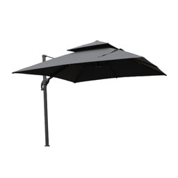 Ombrelone Lateral com Base 150 Lt Hdpe Tulum Rivatti 300 Cm (larg) Alumínio Capa Poliéster Grafite - 4