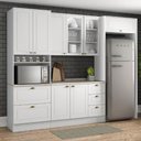 Ver imagem 1 de Cozinha Modulada 276,5m 8 Portas 5 Gavetas com Torre de Geladeira Americana Henn - Branco/calcare