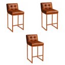 Ver imagem 2 de Banqueta Cozinha Alta com Encosto Industrial Kit 3 Bronze Lirina Pu Nozes C05 - D’Rossi