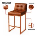 Ver imagem 3 de Banqueta Cozinha Alta com Encosto Industrial Kit 3 Bronze Lirina Pu Nozes C05 - D’Rossi