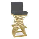 Ver imagem 2 de Banqueta Alta Área Gourmet Cozinha Restaurante Bar Base de Metal Dourado Suede Cinza Escuro Eli Móve