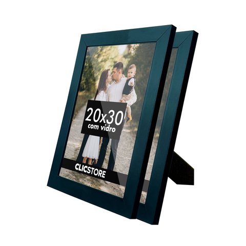 Kit 2 Porta Retrato 20x30 Decorativo Fotos Apoio Gravata com Vidro Aparador Fotográfico:preto