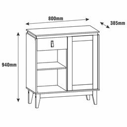 Aparador Buffet Café Para Sala de Estar 01 Porta 01 Gaveta Rubi C03 Off White Noce - Lyam Decor - 4