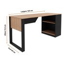 Ver imagem 3 de Mesa Escrivaninha para Escritório com 2 Nichos Estilo Industrial Me4182 Tecnomobili Amêndoa/preto