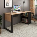 Ver imagem 1 de Mesa Escrivaninha para Escritório com 2 Nichos Estilo Industrial Me4182 Tecnomobili Amêndoa/preto