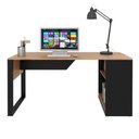Ver imagem 4 de Mesa Escrivaninha para Escritório com 2 Nichos Estilo Industrial Me4182 Tecnomobili Amêndoa/preto