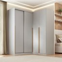 Ver imagem 1 de Guarda-Roupa Planejado de Canto 2 Peças 4 Portas com 2 Portas de Correr Jade CabeCasa MadeiraOriginals Cinza/Urbano