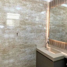 Papel de Parede Mármore Travertino Bege Ultra Brilhante Vinil Adesivo Impermeável Pia Box Piso 2mts - 2