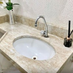 Papel de Parede Mármore Travertino Bege Ultra Brilhante Vinil Adesivo Impermeável Pia Box Piso 2mts - 3