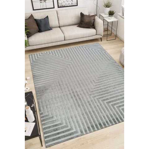 Tapete Sala 200x250 Chevron Cinza 217