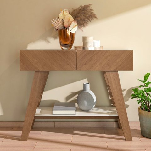 Aparador para Sala de Estar 2 Portas Malibu Marrom/Cinamomo/Off White
