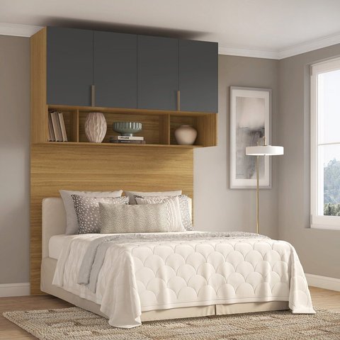 Ponte Modulada Cabeceira Aérea Casal 4 Portas 150cm 100% MDF Clean Altezza