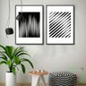 Kit Quadros Decorativos Geométrico Abstrato Preto e Branco:Preta - 2