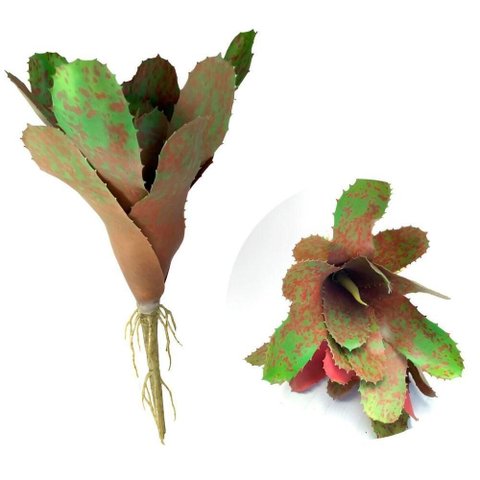 Kit 10 Pçs Bromélia Planta Artificial Elegante 8 Folhas 21cm