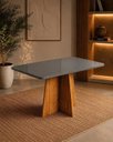 Ver imagem 1 de Mesa de Jantar Retangular 4 Lugares com Vidro Aires Mel e Grafite