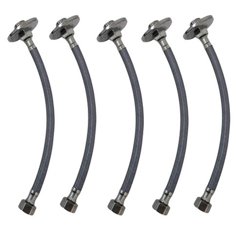 Kit 5 Engate Mangueira Flexível Trançado 30cm Alta Pressão