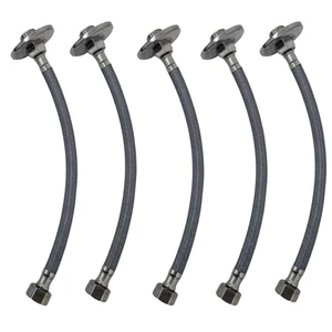 Kit 5 Engate Mangueira Flexível Trançado 30cm Alta Pressão