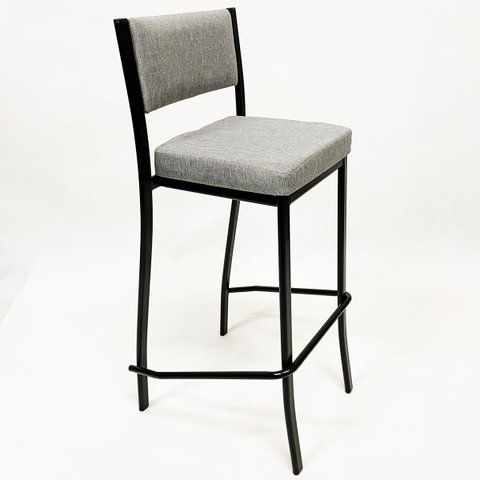 Banqueta Empilhável para bar Altura 65cm cor Preta Assento e Encosto Estofados Linho