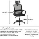 Ver mais imagens de Kit 6 Cadeiras de Escritório Giratória Executiva Pro com Regulagem de Altura - Preto