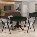 Ver imagem 1 de Conjunto Mesa de Jogos Carteado Bellagio Tampo Reversível Verde e 4 Cadeiras Madeira Poker Base Estr