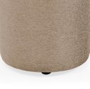 Ver imagem 5 de Puff Redondo Comprido Tecido Bege Linho Listra e Corino Marrom Elegante Macio Suporta 120kg Decoraçã