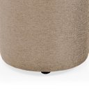 Ver imagem 5 de Puff Redondo Comprido Tecido Bege Linho Listra e Corino Marrom Elegante Macio Suporta 120kg Decoraçã