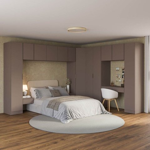 Guarda-Roupa Modulado de Canto Obliquo 11 Peças com 12 Portas Orion CabeCasa MadeiraOriginals Marrom/Mocha