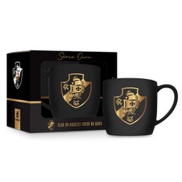 Caneca Porcelana Premium Brasfoot Vasco Serie Ouro 300 Ml Urban Licenciada Preto - 2