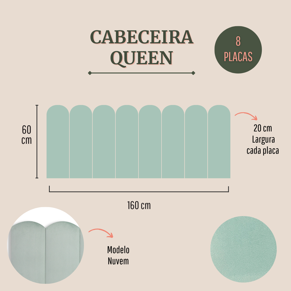 Cabeceira Queen Modulada Nuvem Cama Box Veludo Verde Água - 2