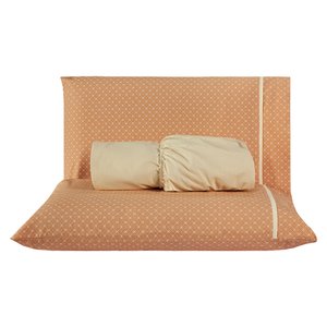 Jogo de Cama Chicago Estampado Terracota Queen 03 Peças - Percal 140 Fios Dourados Enxovais